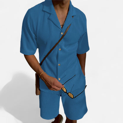 Dorlani | Ensemble Chemise et Short en Velours Côtelé pour Homme – Élégance Rétro, Confort Moderne