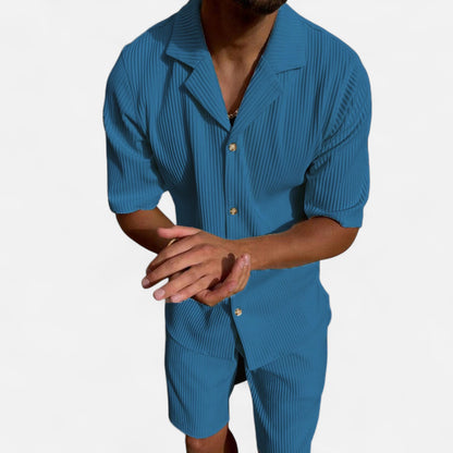 Dorlani | Ensemble Chemise et Short en Velours Côtelé pour Homme – Élégance Rétro, Confort Moderne
