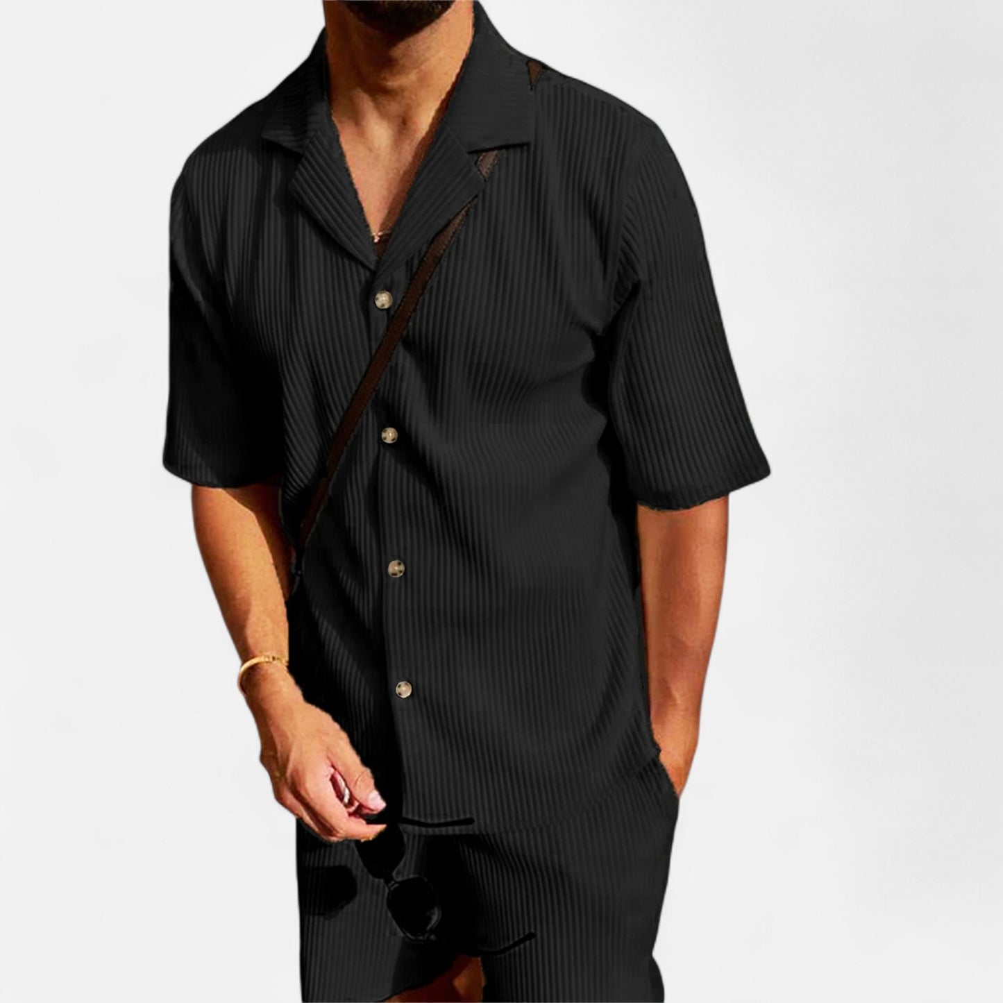 Dorlani | Ensemble Chemise et Short en Velours Côtelé pour Homme – Élégance Rétro, Confort Moderne