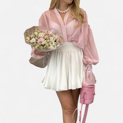 Dorlani | Blouse Transparente à Manches Longues pour Femme – Légèreté Éthérée, Élégance Raffinée