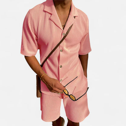 Dorlani | Ensemble Chemise et Short en Velours Côtelé pour Homme – Élégance Rétro, Confort Moderne