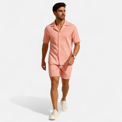 Dorlani | Ensemble Chemise et Short en Velours Côtelé pour Homme – Élégance Rétro, Confort Moderne