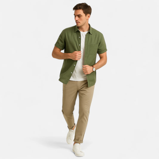 Dorlani | Chemise en Coton et Lin pour Homme – Élégance Naturelle, Confort Estival