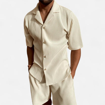 Dorlani | Ensemble Chemise et Short en Velours Côtelé pour Homme – Élégance Rétro, Confort Moderne