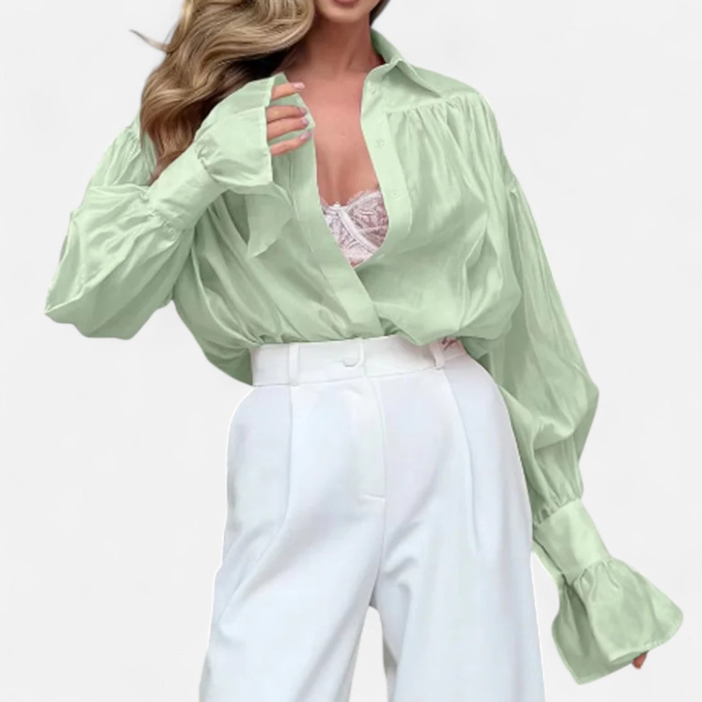 Dorlani | Blouse Transparente à Manches Longues pour Femme – Légèreté Éthérée, Élégance Raffinée