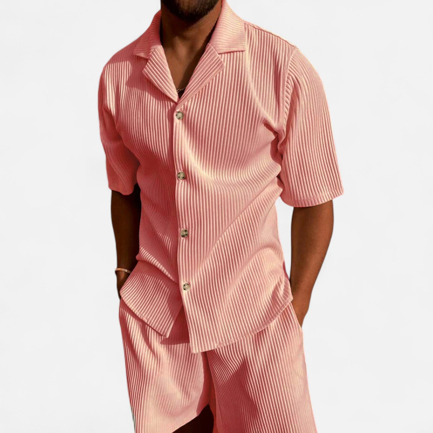 Dorlani | Ensemble Chemise et Short en Velours Côtelé pour Homme – Élégance Rétro, Confort Moderne